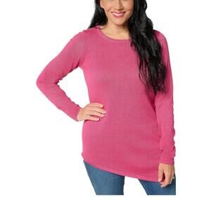 Belle by Kim Gravel Women's Asymmetrical Hem Heathered Sweater Cactus - Regular